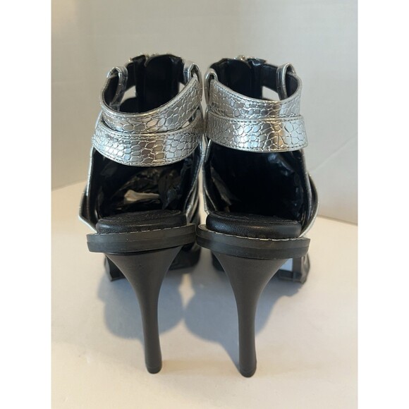 NWT  DKNY Silver Caged Rugged Platform Ralina Stiletto Women Sandals 8M - Picture 3 of 14